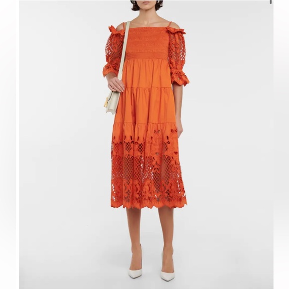 self portrait embroidered midi dress Self-Portrait Bow Embroidered Midi Dress main image 1